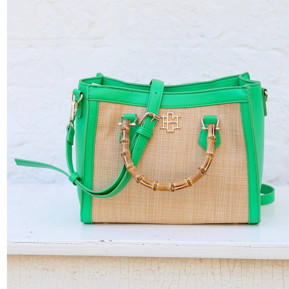 Kennedy Mini Tote Natural Kelly Green